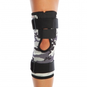 PATELLA & LIGAMENT HINGE SUPPORTED KNEE BRACE-OPEN UPPER PART-CAMOUFLAGE