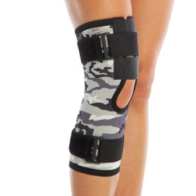 PATELLA & LIGAMENT HINGE SUPPORTED KNEE BRACE-OPEN UPPER PART-CAMOUFLAGE