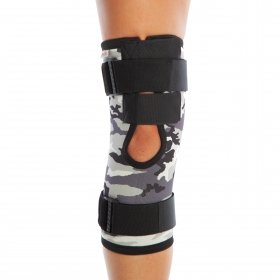 PATELLA & LIGAMENT HINGE SUPPORTED KNEE BRACE-OPEN UPPER PART-CAMOUFLAGE