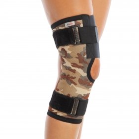 PATELLA & LIGAMENT HINGE SUPPORTED KNEE BRACE-OPEN UPPER PART-CAMOUFLAGE